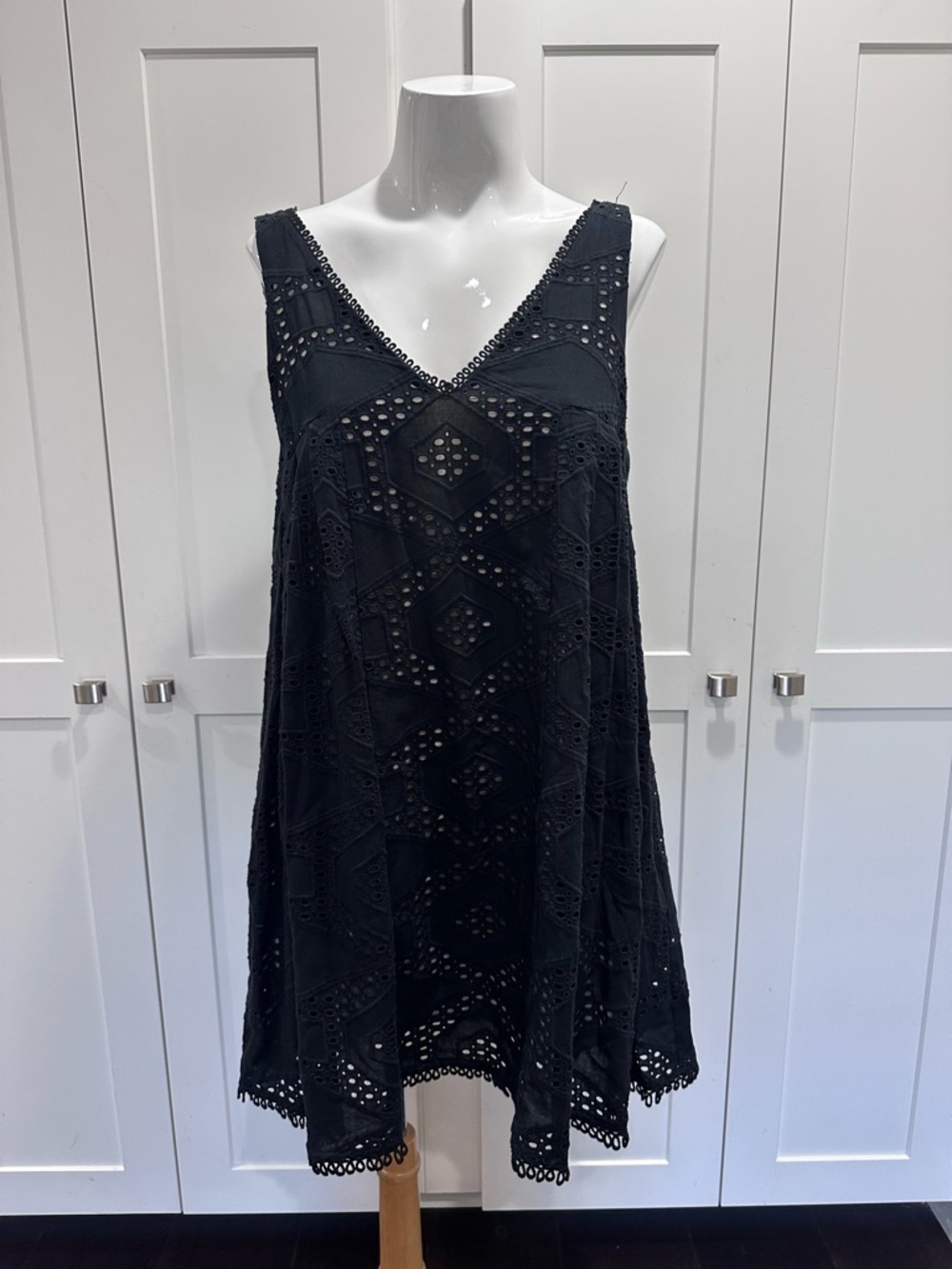 Anthropologie Maeve Black Eyelet V-Neck Dress - Picture 2 of 7